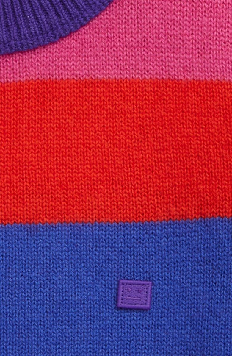 Acne Studios Kids' Nimah Stripe Face Patch Wool Sweater, Alternate, color, 