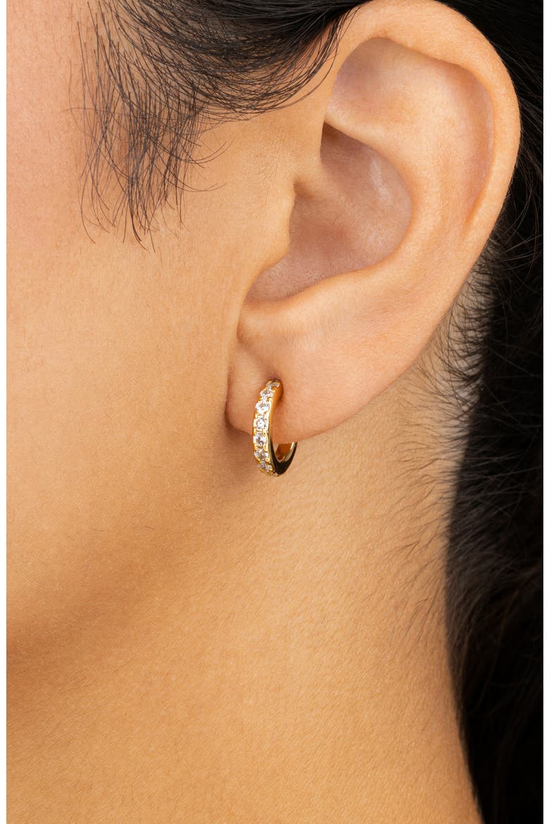 Eleri Cubic Zirconia Hoop Earrings, Alternate, color, GOLD