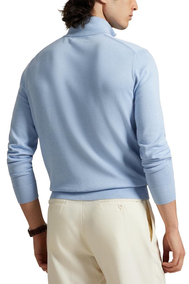 Mock Neck Cotton Quarter Zip Sweater, Alternate, color, BLUE