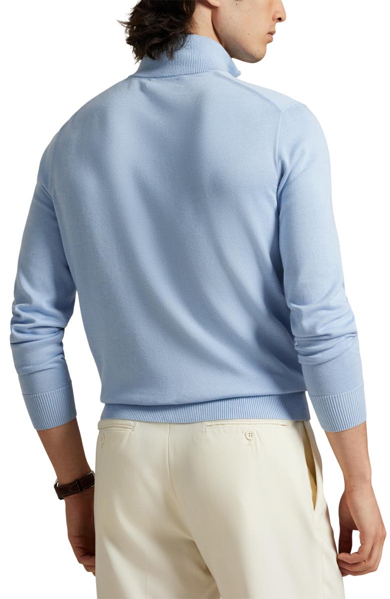 Polo Ralph Lauren Mock Neck Cotton Quarter Zip Sweater, Alternate, color, Blue