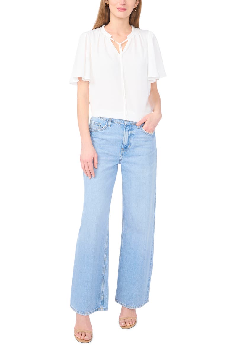 Tie Neck Top, Alternate, color, NEW IVORY