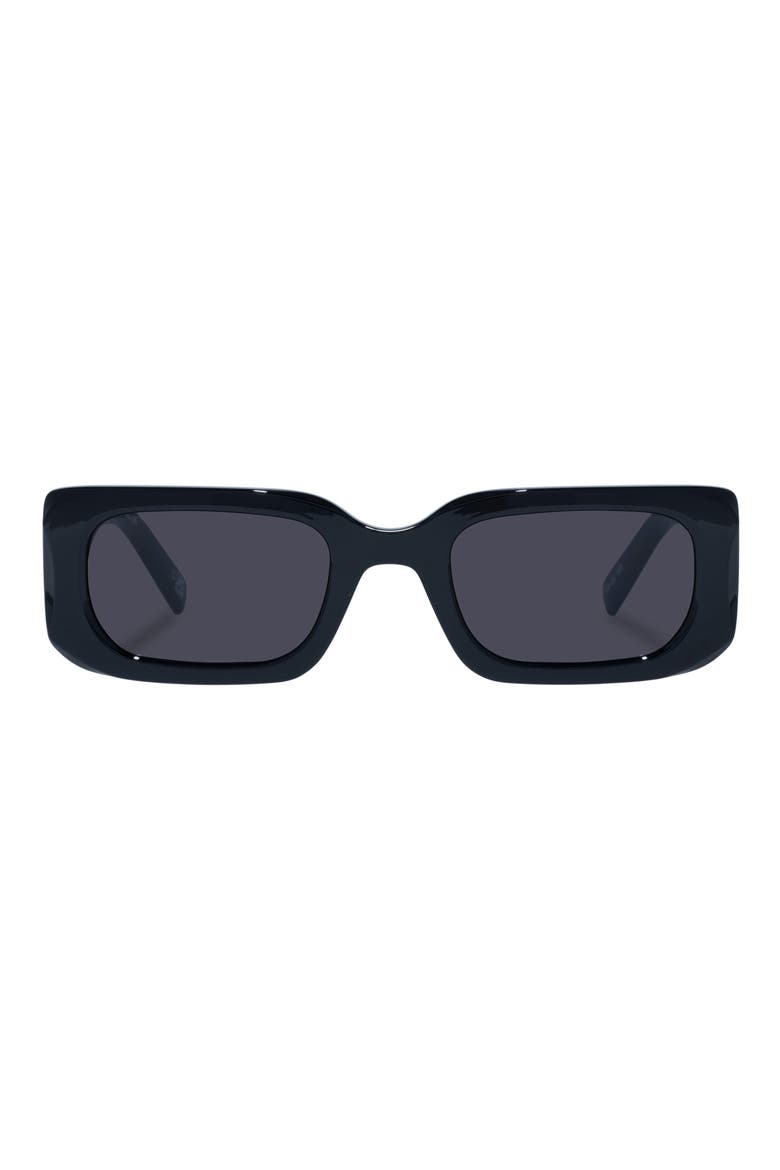 Rippled Rebel 53mm Rectangular Sunglasses, Main, color, BLACK