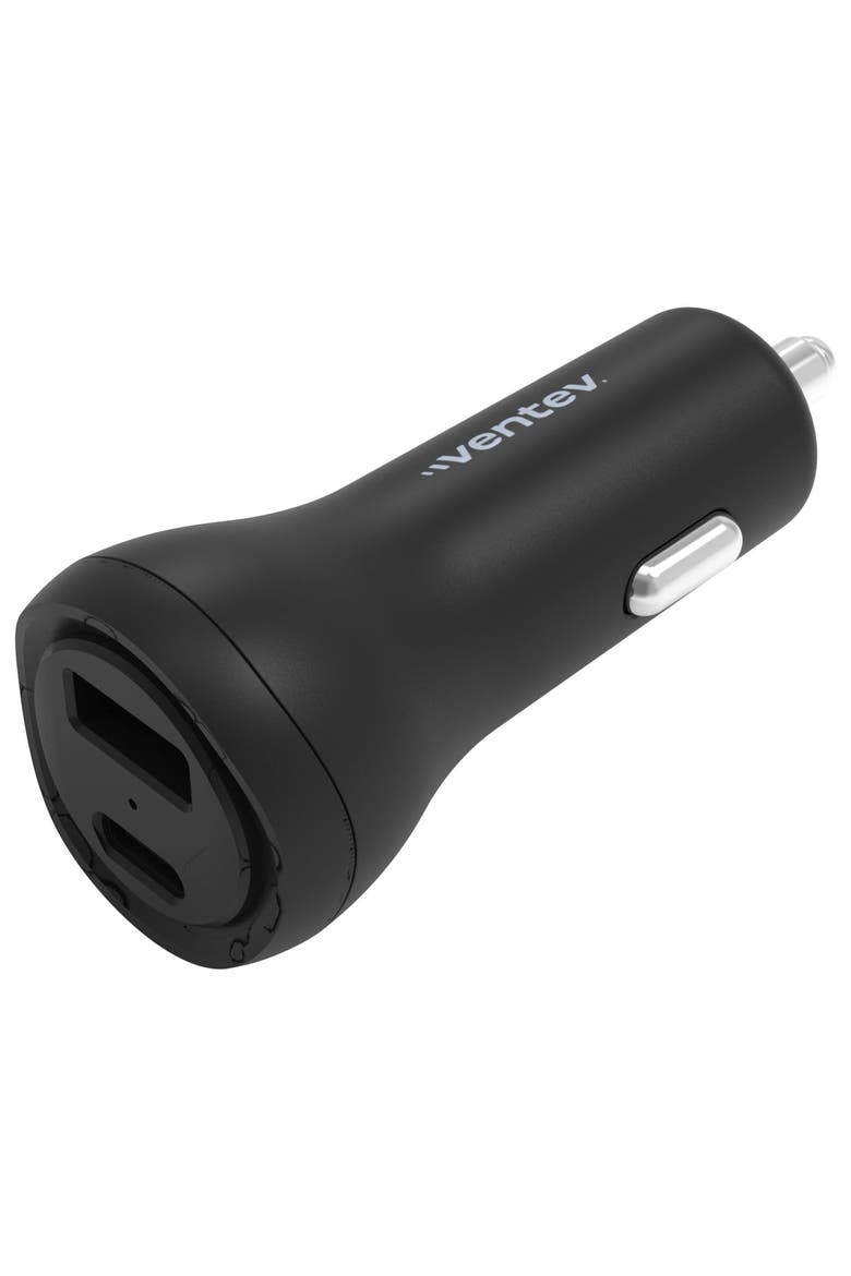 32W ULTRAFAST USB-C and USB-A Universal Dual Car Charger, Main, color, Black
