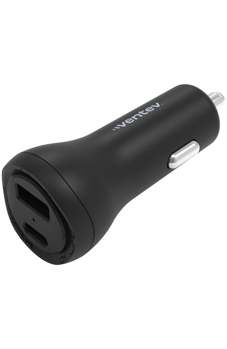 Ventev 32W ULTRAFAST USB-C and USB-A Universal Dual Car Charger, Main, color, Black