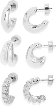 Nordstrom Set of 3 Textured Hoop Earrings