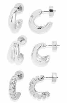 Set of 3 Textured Hoop Earrings