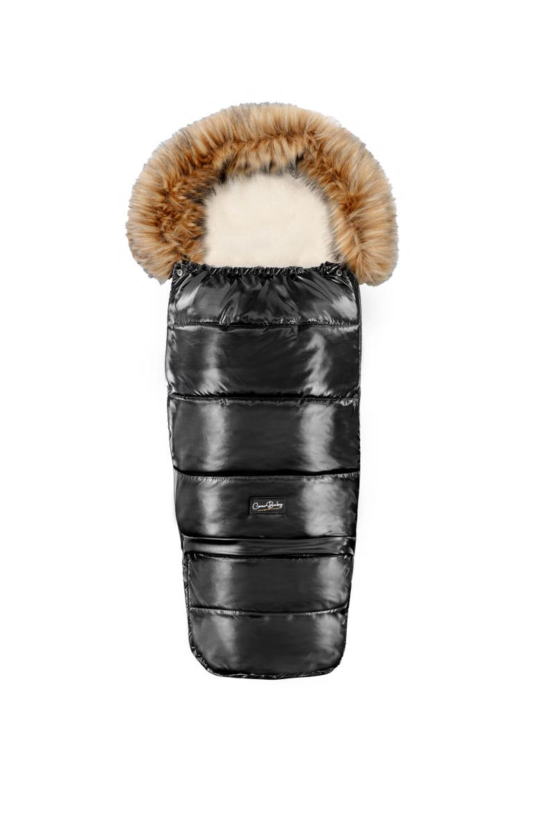 Premium Wool Adjustable Footmuff, Main, color, Beige Wool in Satin Black