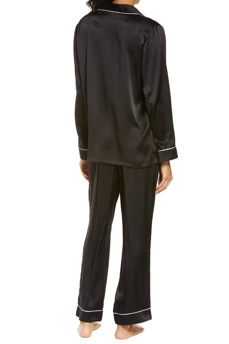 Silk Pajamas, Alternate, color, BLACK