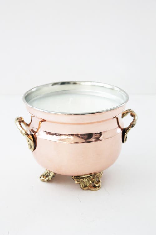 Coppermill Kitchen Vintage French Inspired Grapefruit Mint Jardinière Candle In Copper