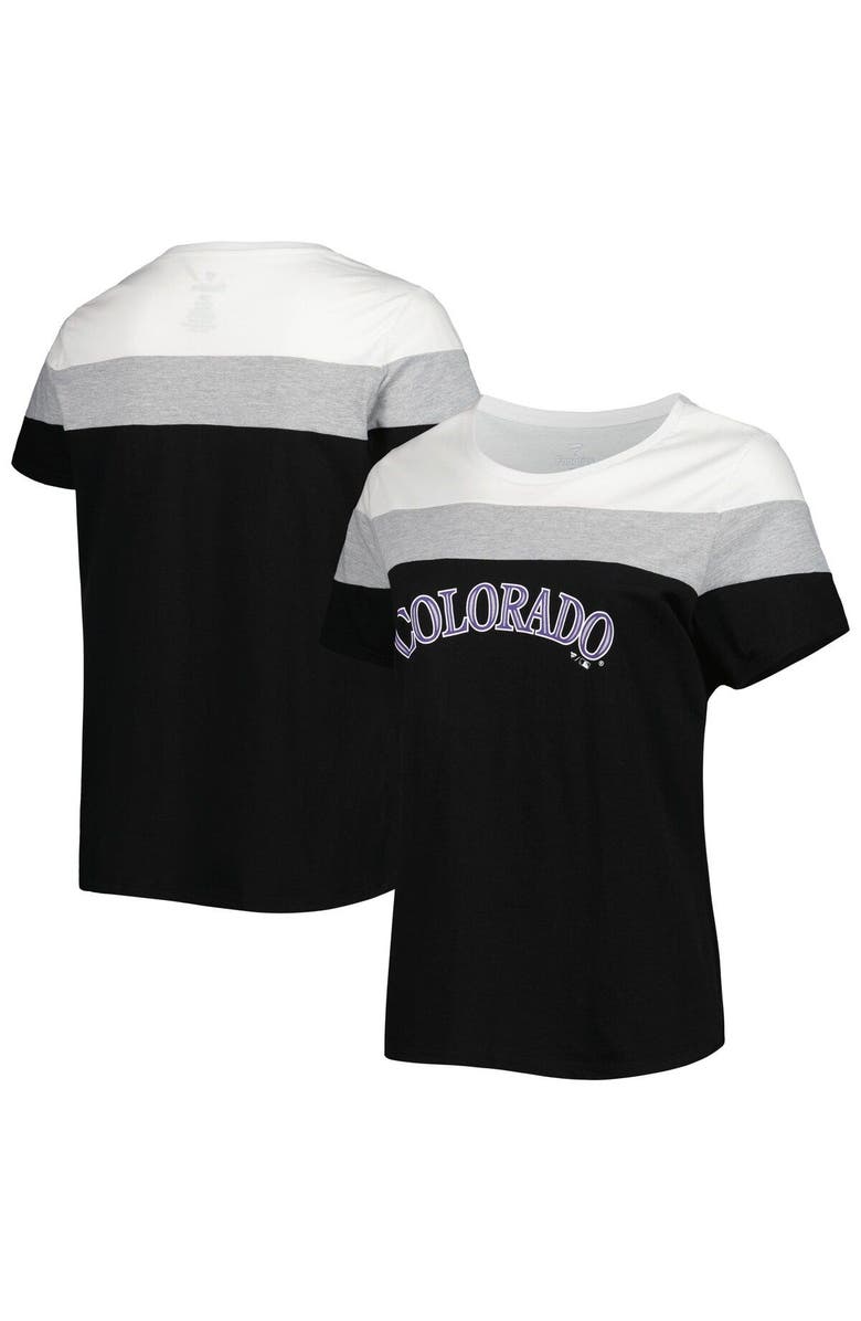 PROFILE Women's White/Black Colorado Rockies Plus Size Colorblock T-Shirt, Main, color, Black
