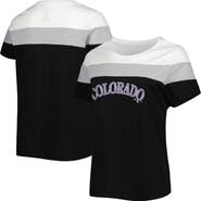 PROFILE Women's White/Black Colorado Rockies Plus Size Colorblock T-Shirt