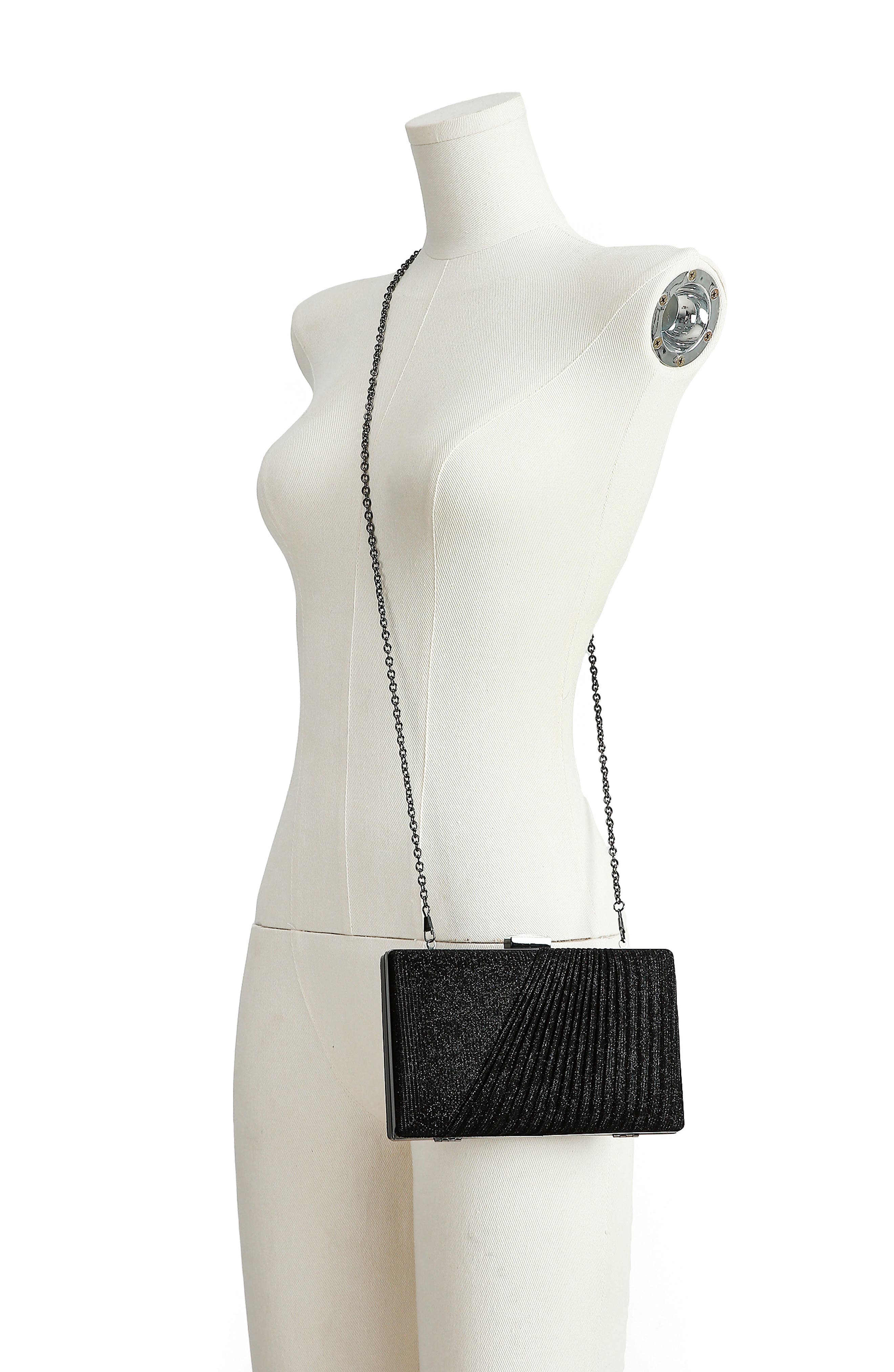 LADY COUTURE Suzie Glitter Clutch, Alternate, color, Black