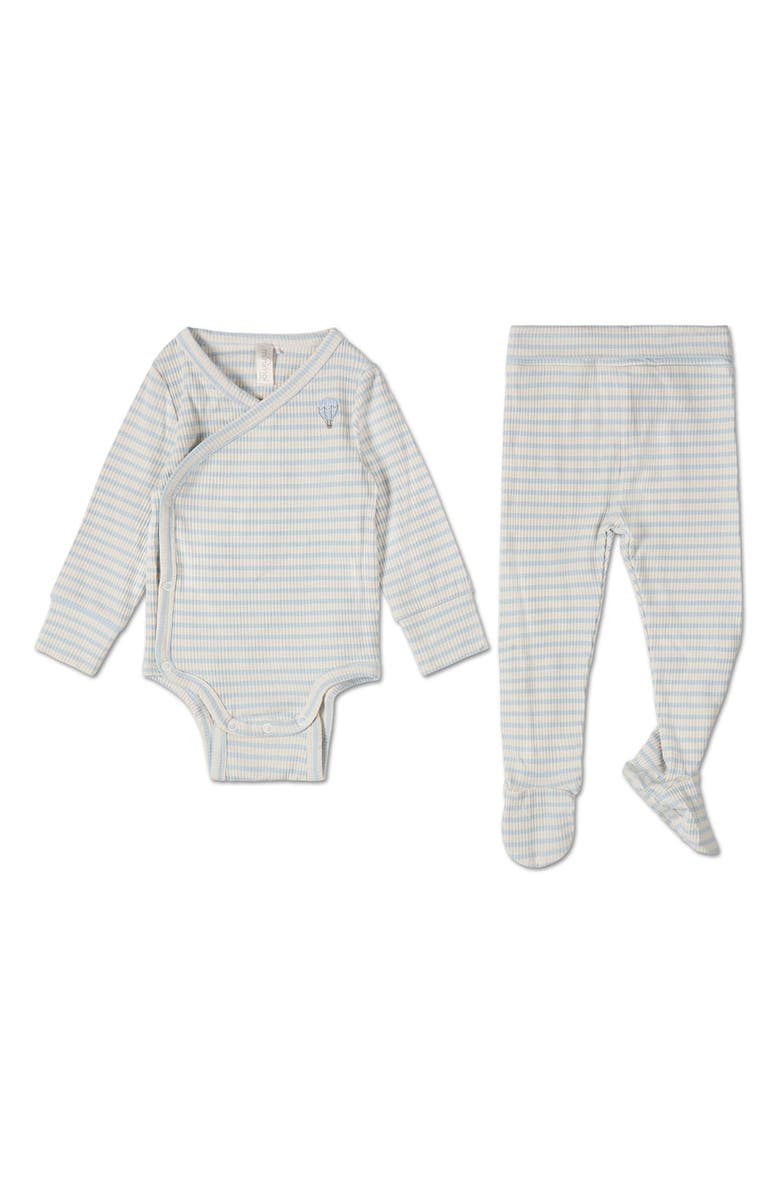 MiniMoi Striped Modal Blend Bodysuit Set, Main, color, Blue