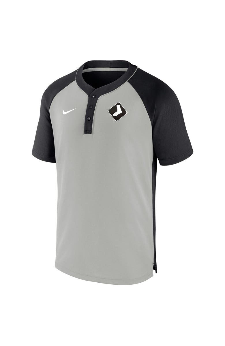 Nike Men's Nike Black/Silver Chicago White Sox City Plate Performance Henley Raglan T-Shirt, Alternate, color, Black