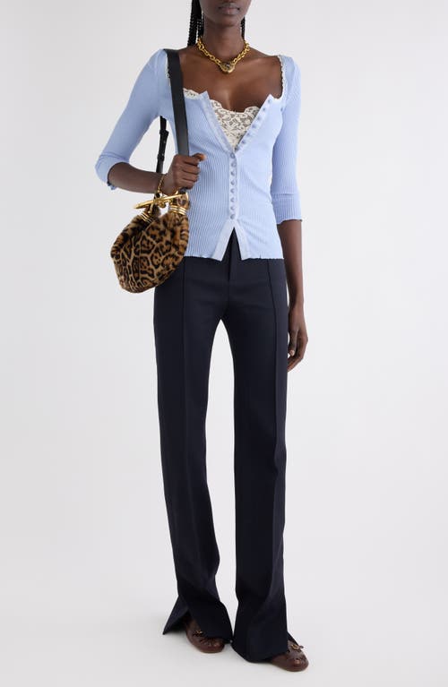 Chloé Three-quarter Sleeve Tubular Button-up Top In Blue