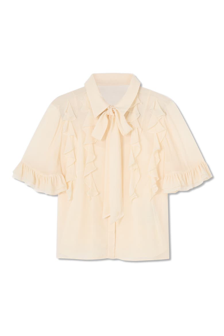 Corissa Ruffle Chiffon Button-Up Shirt, Alternate, color, IVORY