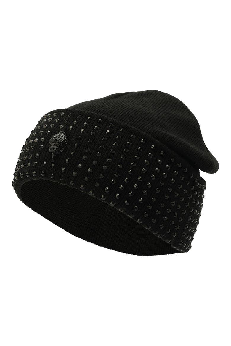 Crystal Cuff Beanie, Alternate, color, BLACK