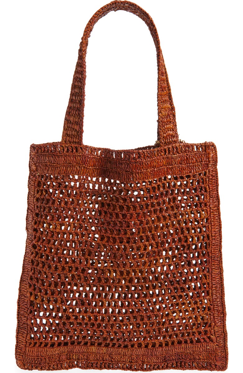 Chloé Summer Banana Crochet Raffia Tote Bag, Alternate, color, Clay Brown