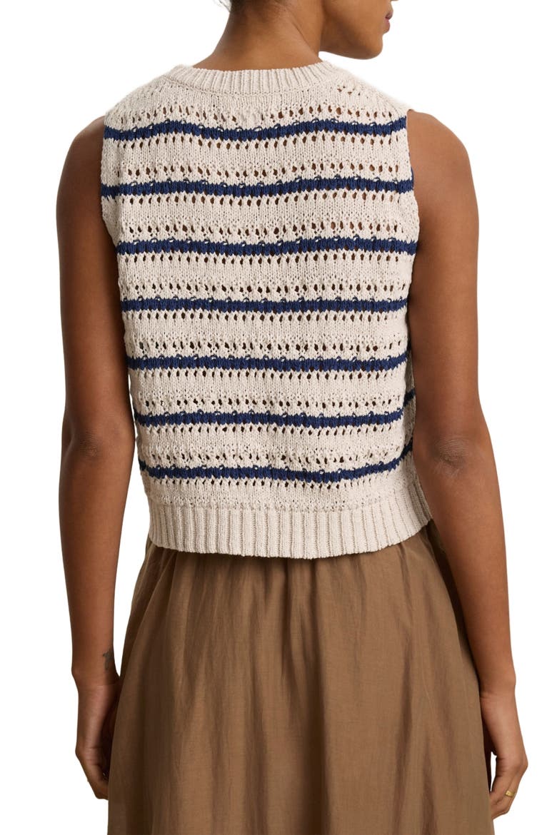 Calista Crochet Sweater Vest, Alternate, color, ECRU/ BLUE MULTI