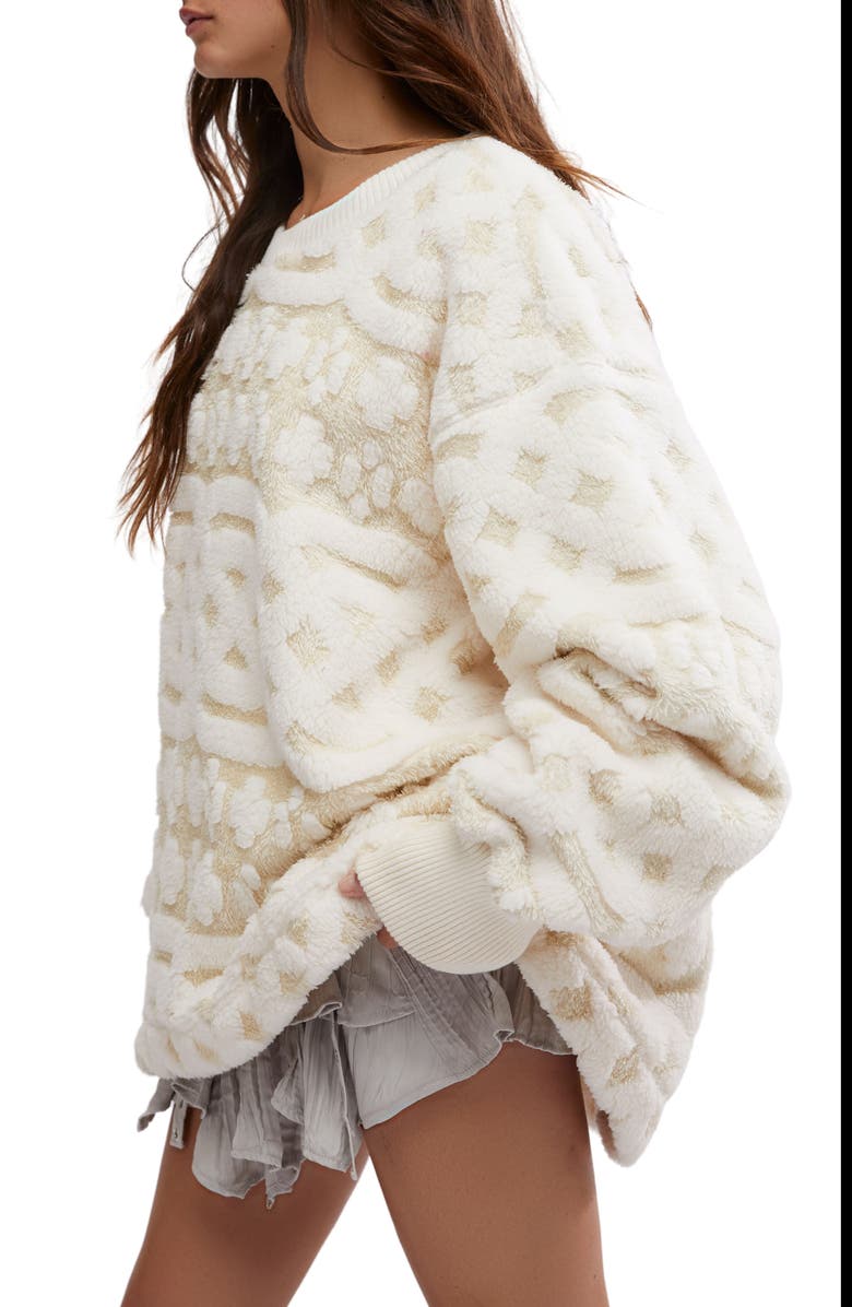 Free People Oversize Faux Fur Sweatshirt, Alternate, color, 