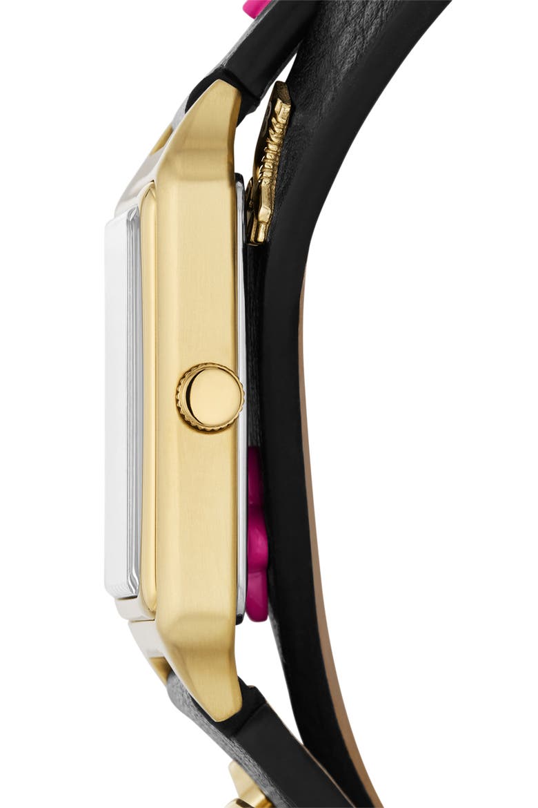 x Barbie Double Wrap Leather Strap Watch, 23mm, Alternate, color, BLACK