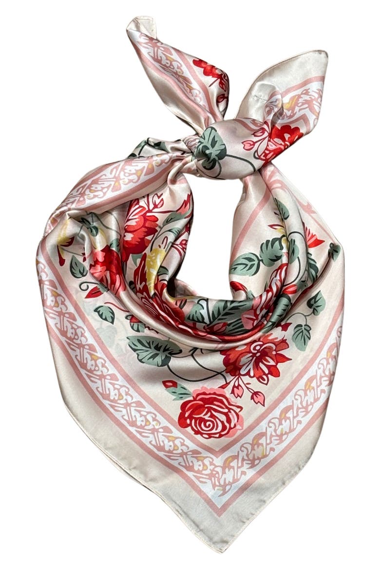 Floral Satin Square Scarf, Alternate, color, BLUSH