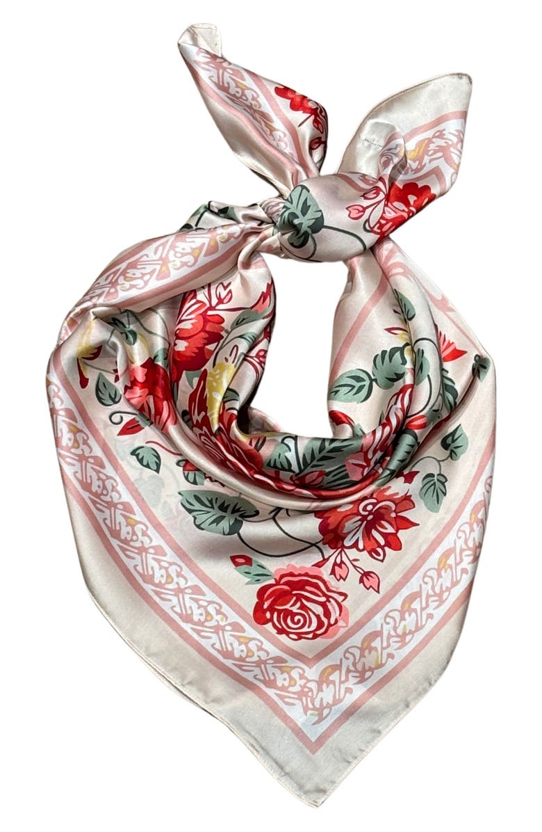MARCUS ADLER Floral Satin Square Scarf, Alternate, color, Blush
