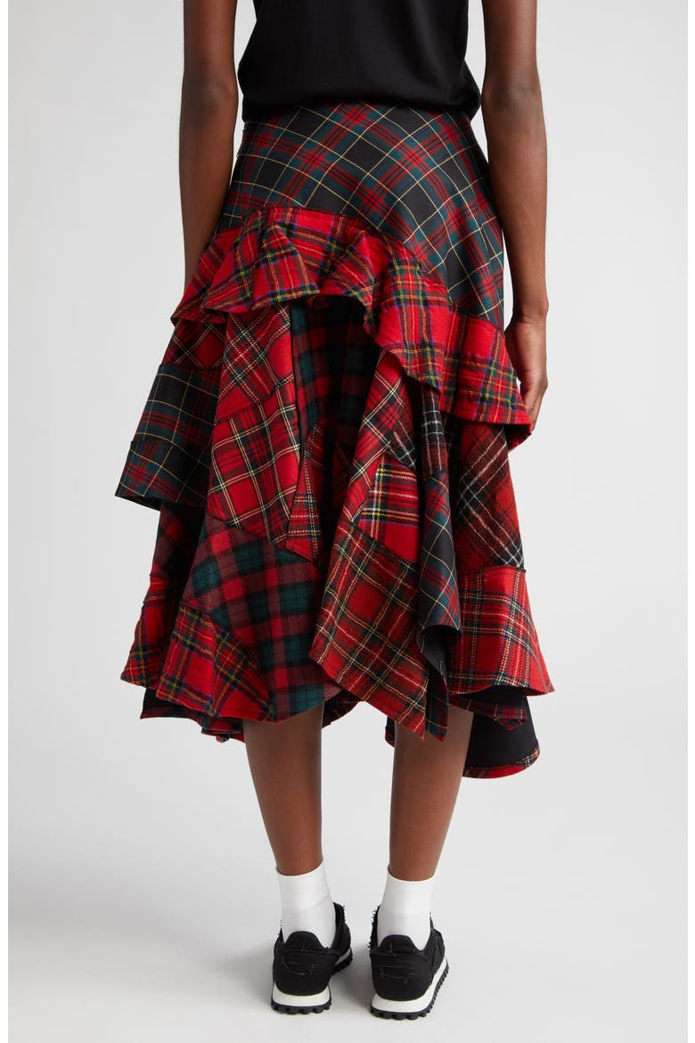 Mixed Tartan Wool Blend Skirt, Alternate, color, RED