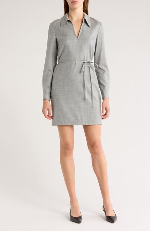 Keyhole Long Sleeve Wool Minidress