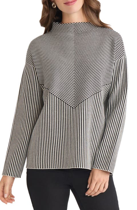 Funnel Neck Jacquard Sweater (Petite)