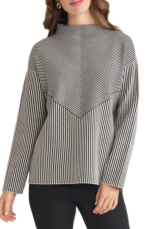 Jones New York Funnel Neck Jacquard Sweater In Black