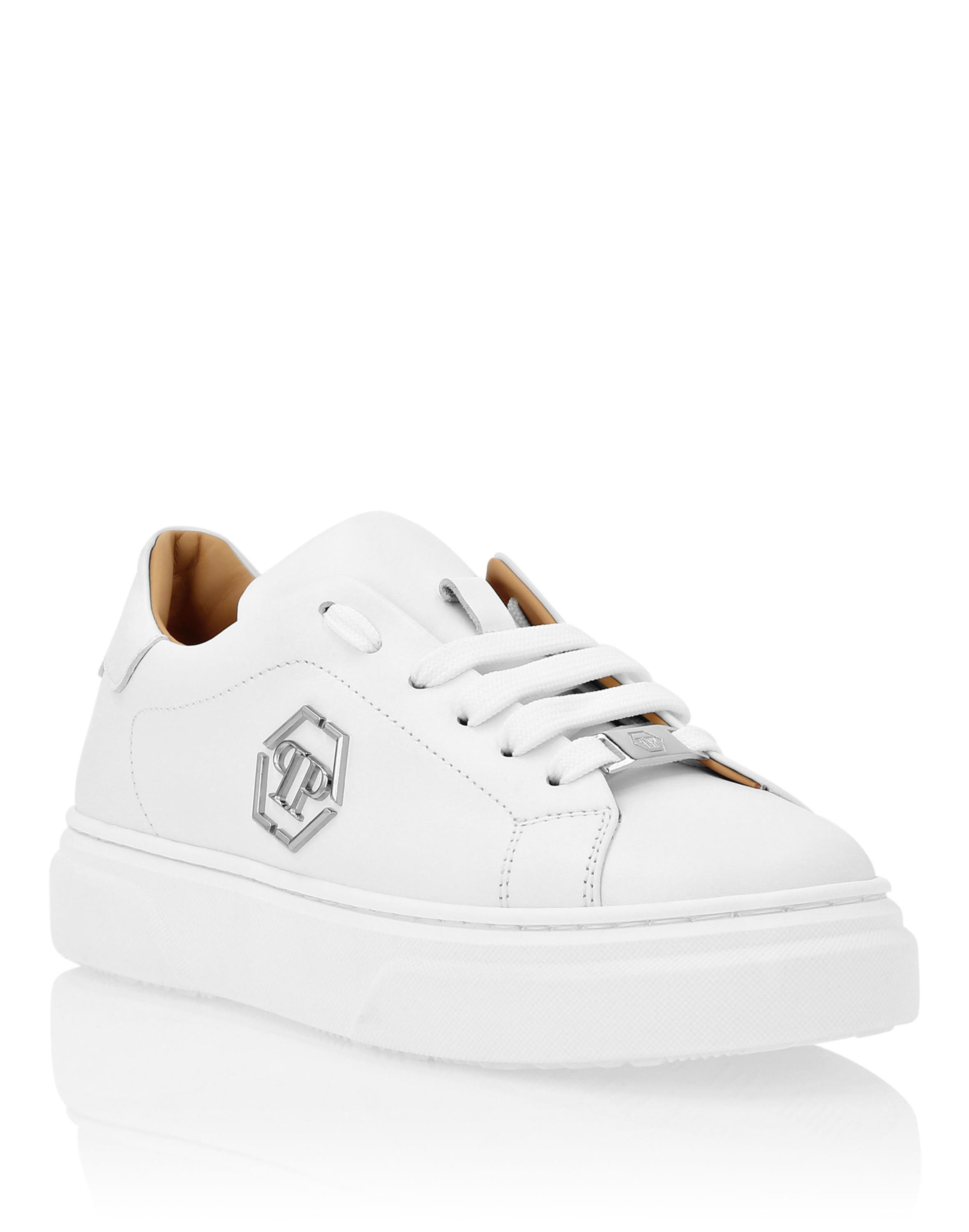 Leather Lo-Top Sneakers The Plein Original Boy, Main, color, white