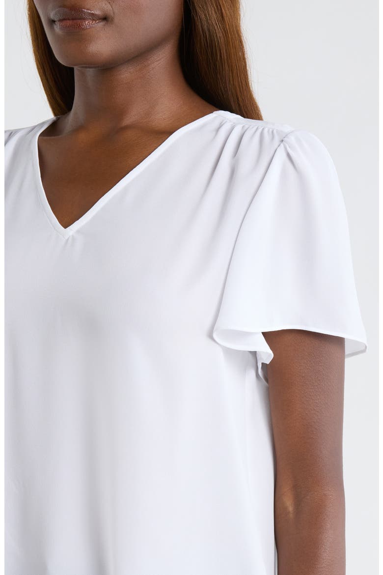 Pleated Back Flutter Sleeve Top, Alternate, color, OPTIC WHITE