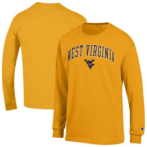 Men
s Champion  Gold West Virginia Mountaineers Arch Over Logo Long Sleeve T-Shirt