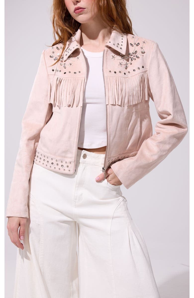 AZALEA WANG Finlee Fringe Jacket, Main, color, Blush