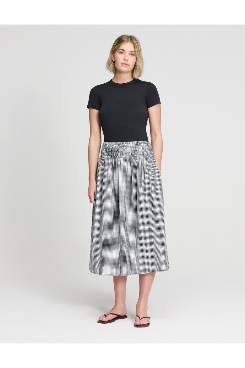 Valerie Cotton Gingham Midi Skirt, Alternate, color, Black Gingham Check