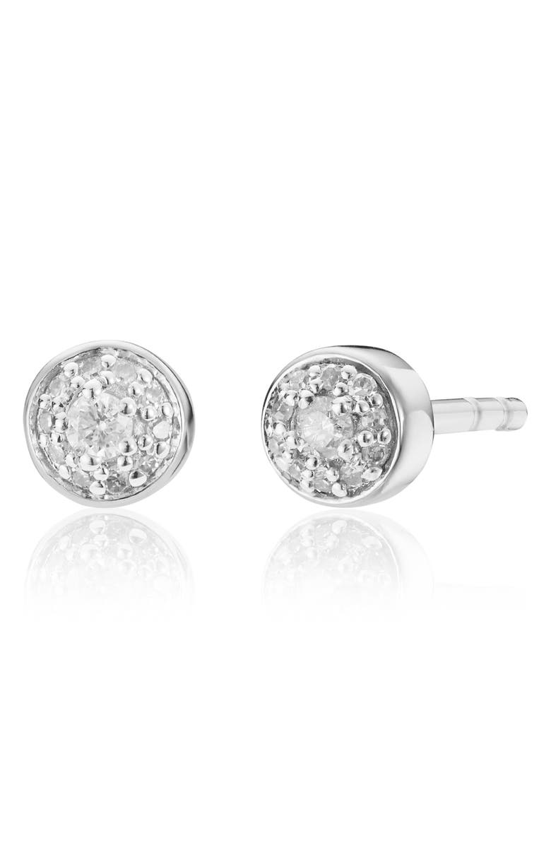 Monica Vinader Fiji Tiny Button Diamond Stud Earrings, Main, color, 