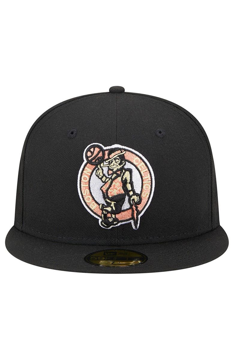New Era Men's New Era Black Boston Celtics Floral Side 59FIFTY Fitted Hat, Alternate, color,