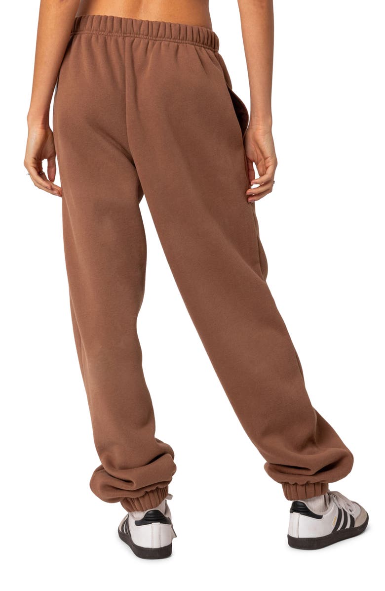 EDIKTED Clark Oversize Cotton Blend Sweatpants, Alternate, color, Brown