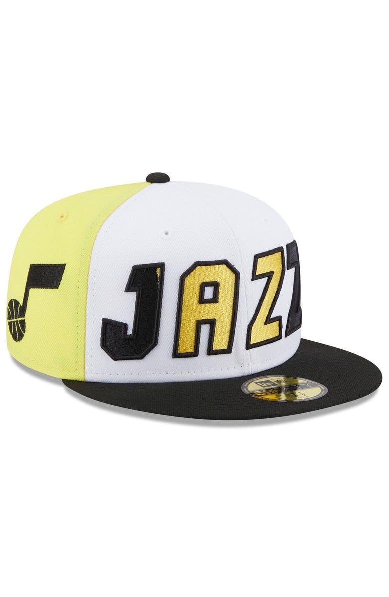 New Era Men's New Era White/Black Utah Jazz Back Half 59FIFTY Fitted Hat, Main, color, White