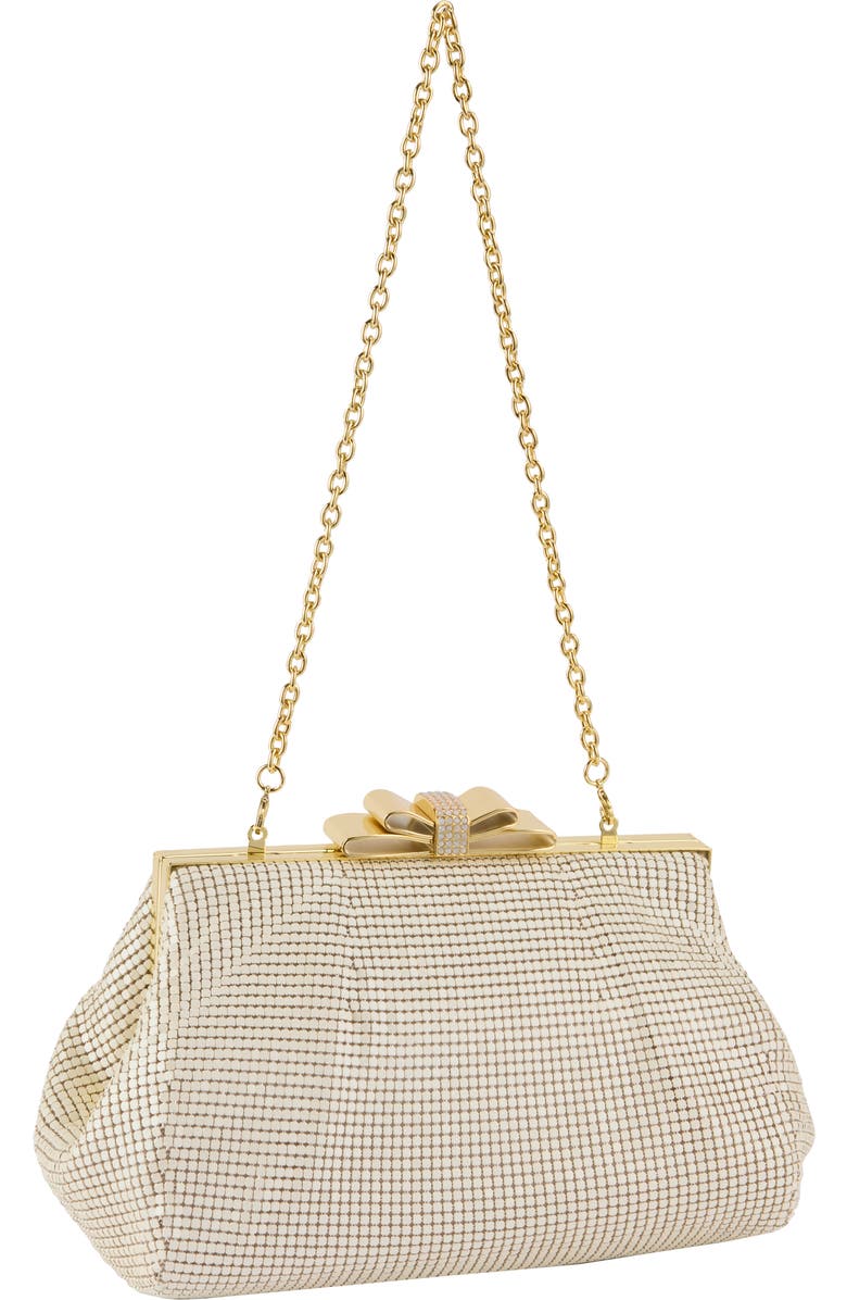 Whiting & Davis Blake Bow Clutch, Alternate, color, Pearl