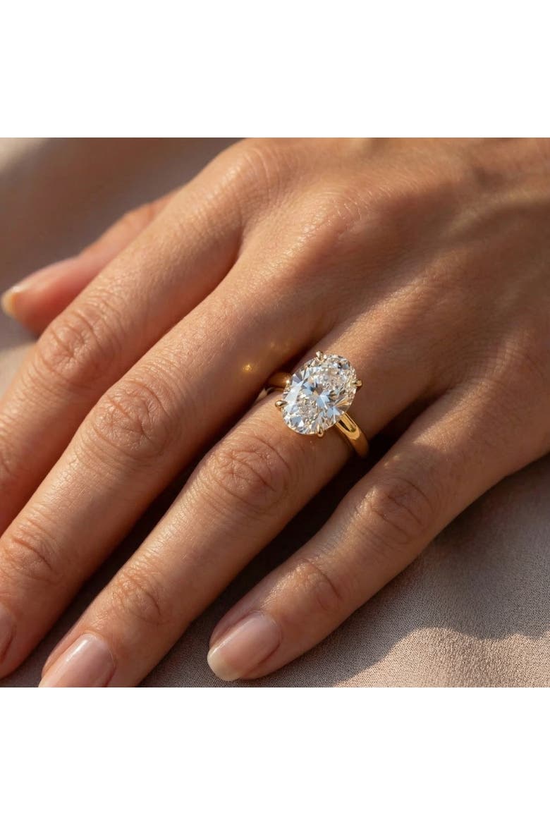 Certified 5Ct Oval 14k Gold Diamond Engagement Ring Lab Grown, Alternate, color, 14k Yellow Gold