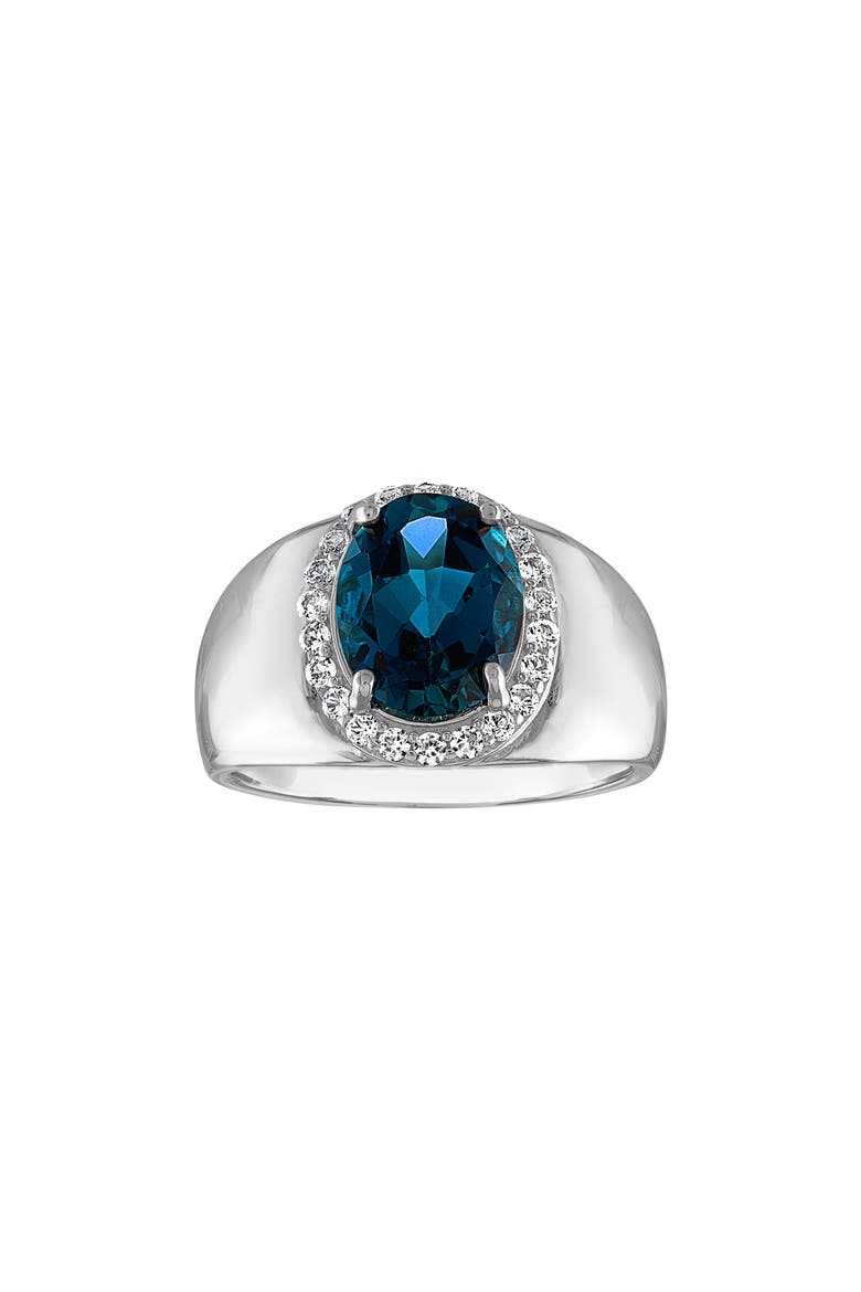 Sterling Silver London Blue Topaz & Lab Created White Sapphire Ring, Main, color, WHITE