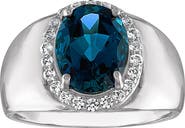 FZN Sterling Silver London Blue Topaz & Lab Created White Sapphire Ring