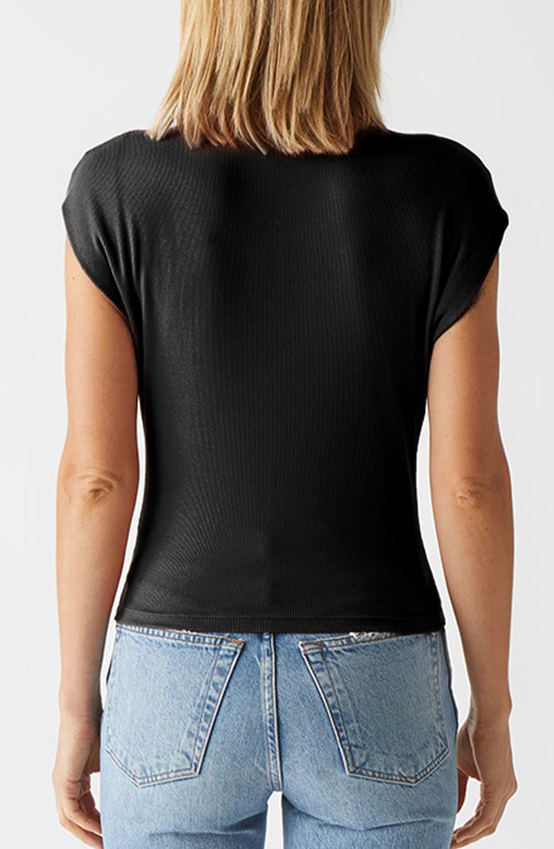 Michael Stars Tati Power Shoulder Rib Top, Alternate, color, 