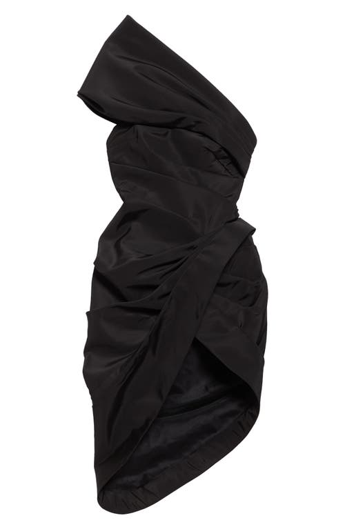 Oscar De La Renta Draped Asymmetric Silk Faille Dress In Black