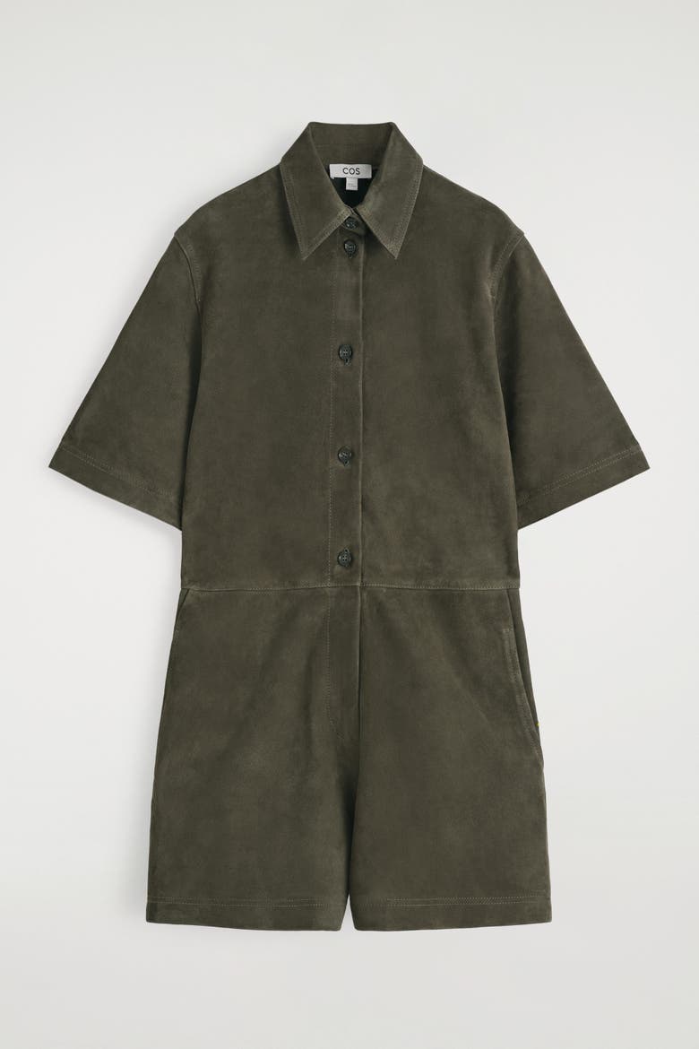 Suede Romper, Alternate, color, KHAKI