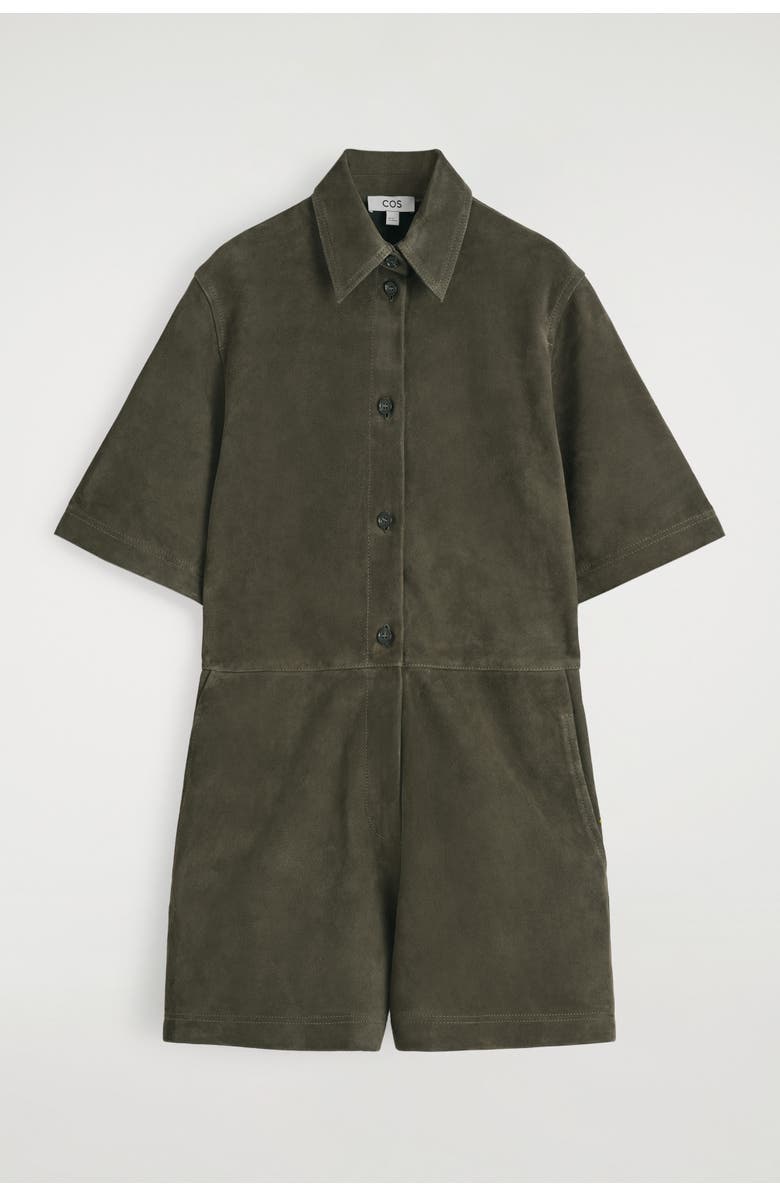 COS Suede Romper, Alternate, color, Khaki