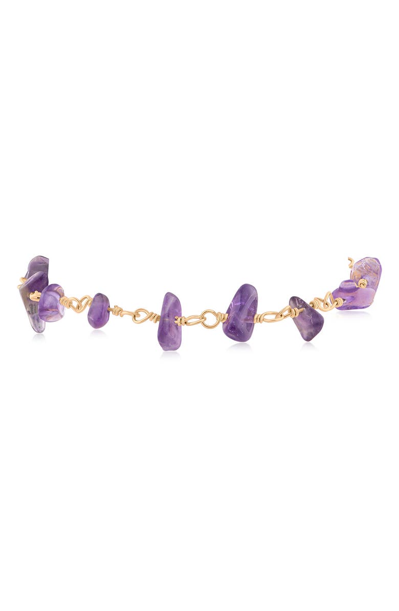 JARDIN Raw Cut Amethyst Bracelet, Main, color, Purple/ Gold
