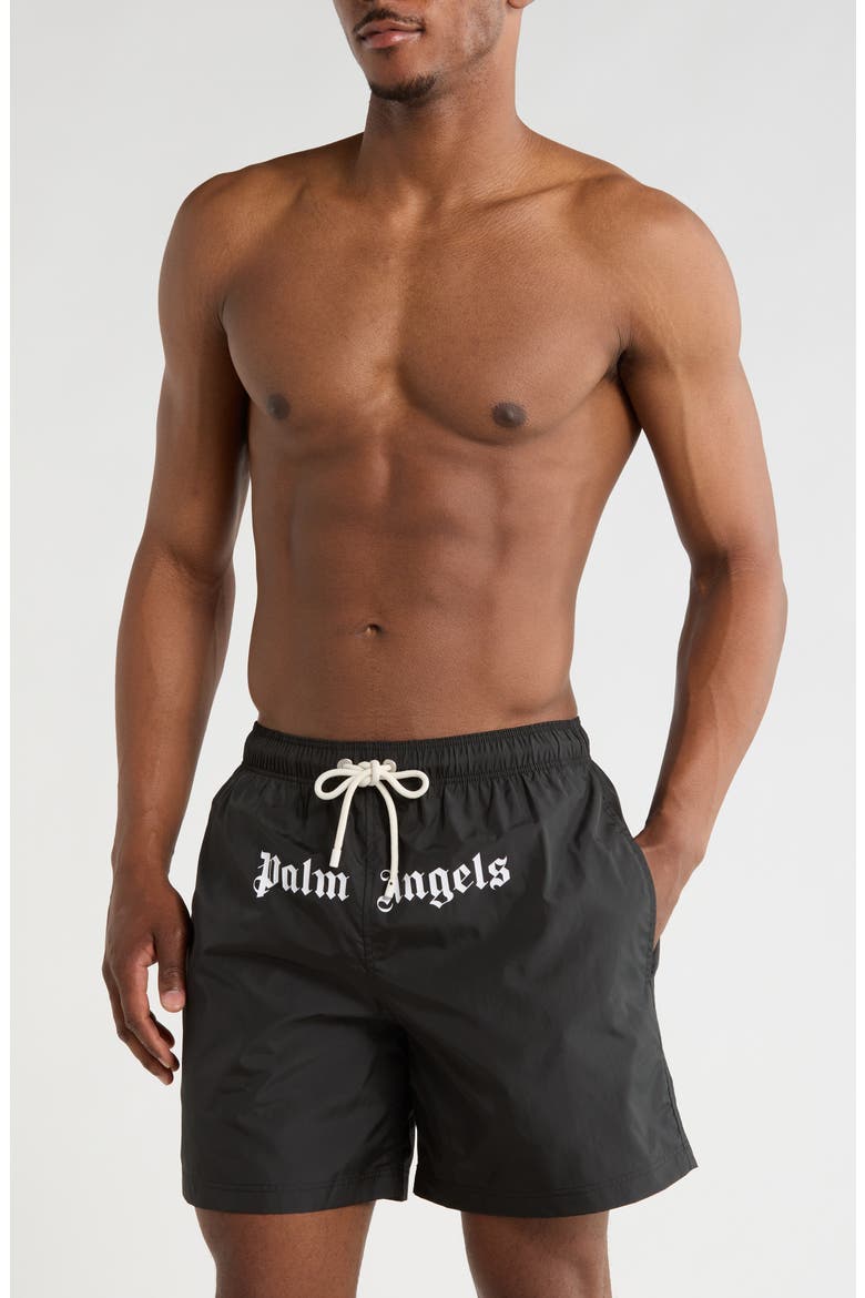 Logo Swim Shorts, Main, color, BLACK WHITE